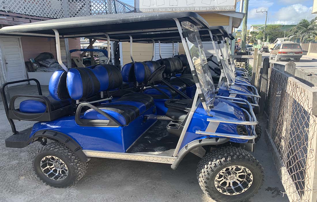 Belize island exploration by golf cart